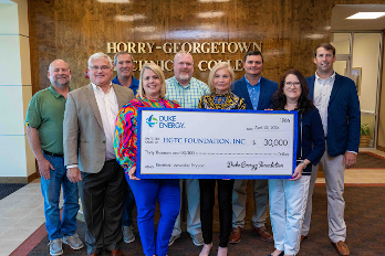 Duke Energy Presents $30,000 grant to the HGTC Foundation in honor of National Lineworker Appreciation Day for the Electrical Lineworker Technician Program.