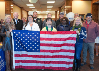 HGTC President Dr. Marilyn Fore joins students, faculty, and staff during the annual Walk for Veterans on the Conway Campus to honor and celebrate veterans in recognition of Veterans Day 2025